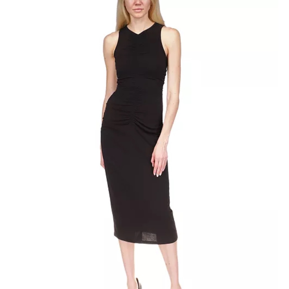 MICHAEL Michael Kors Ruched Sleeveless Midi Dress